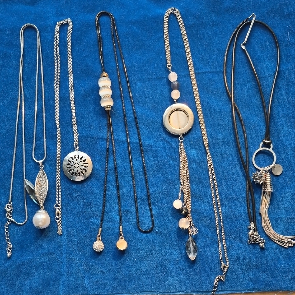 Five long necklaces